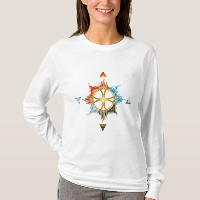 Elementarharmonie: Vier Elemente heiliges Symbol T-Shirt (Vorderseite)