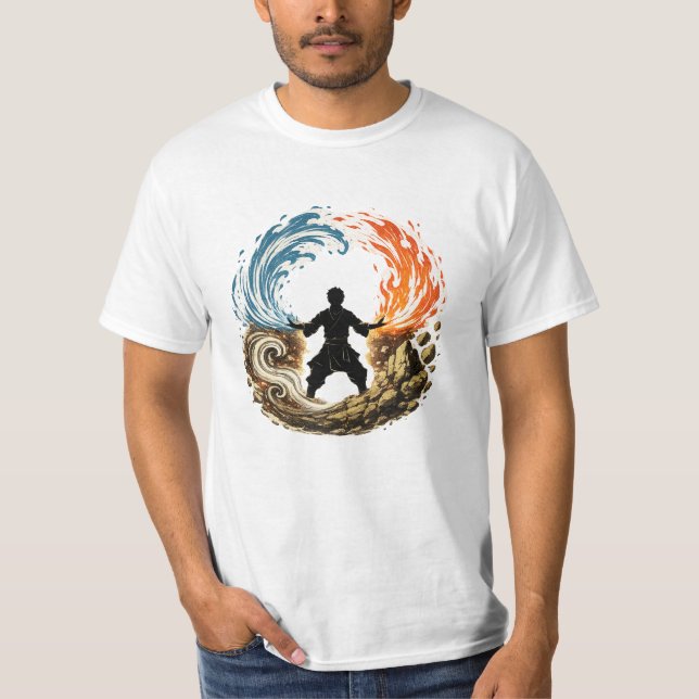 Elementarkrieger | Feuer Wasser Erde Luft T-Shirt (Vorderseite)