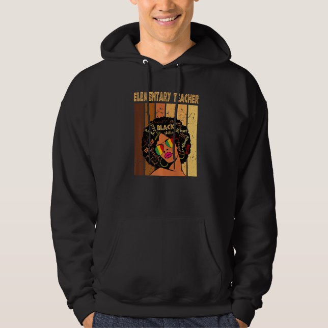 Elementarlehrer Afro American Black Hoodie (Vorderseite)