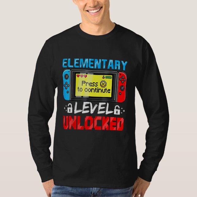 Elementary Level Unlocked Gamer First Day Of Schoo T-Shirt (Vorderseite)