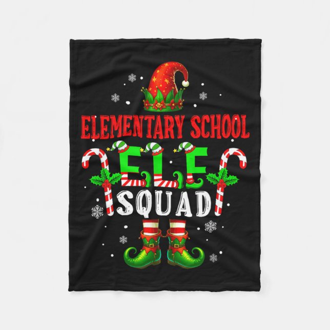 Elementary School Elf Squad Xmas Elf Hat Scute Ss  Fleecedecke (Vorderseite)