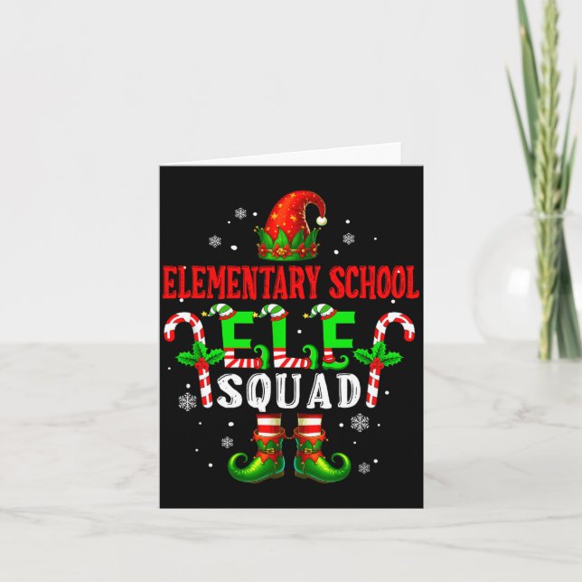 Elementary School Elf Squad Xmas Elf Hat Scute Ss  Karte (Vorderseite)