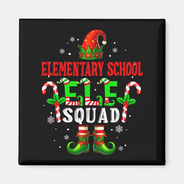 Elementary School Elf Squad Xmas Elf Hat Scute Ss  Magnet (Vorne)