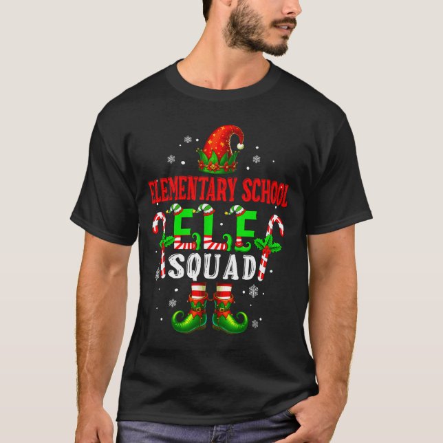 Elementary School Elf Squad Xmas Elf Hat Scute Ss  T-Shirt (Vorderseite)