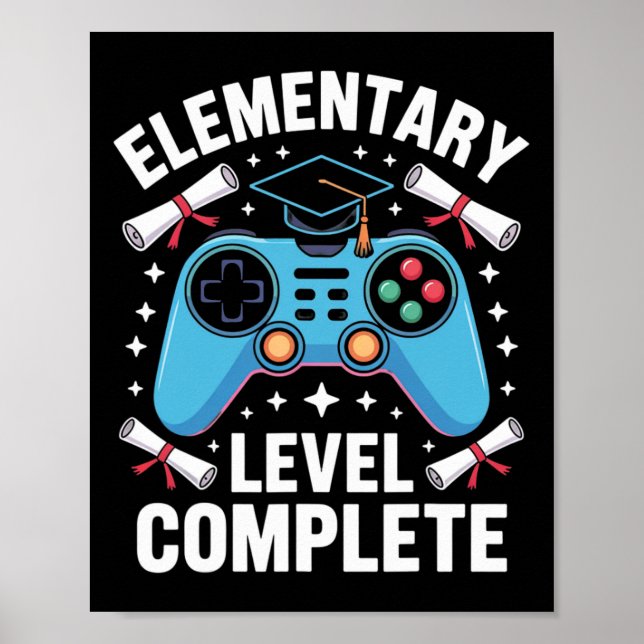 Elementary School Level Complete Funny Gamer Boys  Poster (Vorne)