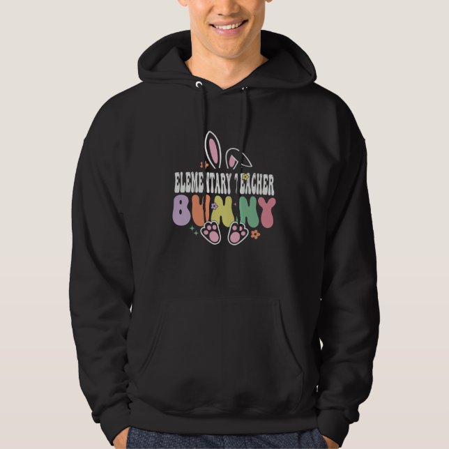 Elementary Teacher Bunny Easter Day Groovy Family  Hoodie (Vorderseite)