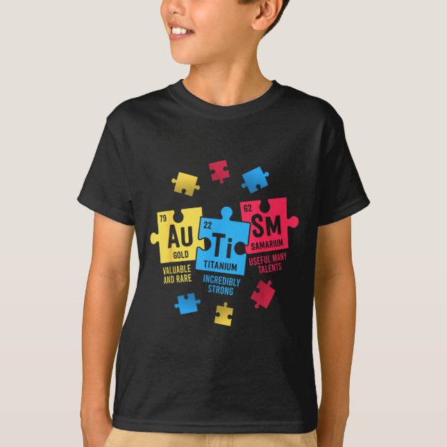 Elemente Periodensystem ASD Autismus-Bewusstsein F T-Shirt (Vorderseite)