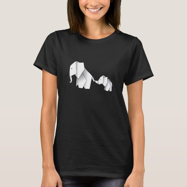 Elephan Cute Origami Elephant and Baby Elephant T-Shirt (Vorderseite)