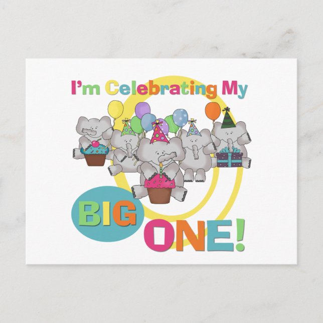 Elephant 1. Geburtstag T Shirts und Geschenke Postkarte (Vorderseite)