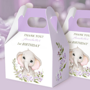 Elephant 1. GeburtstagsGirl Spring Lila Floral Geschenkschachtel