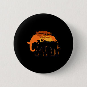 Elephant Africa Animals Trees Earth Day Button