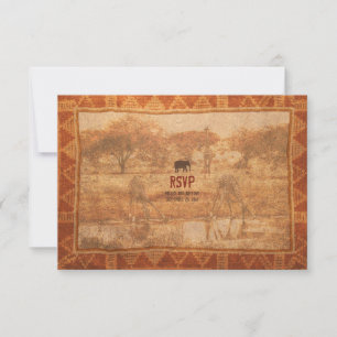Elephant African Safari Wedding RSVP Replik Card Karte