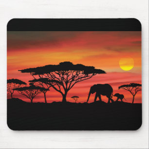 Elephant African Sunset Mousepad