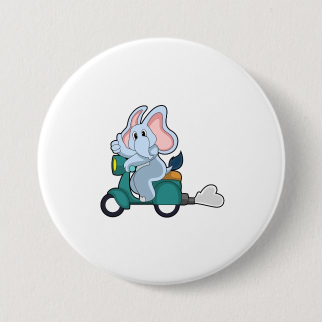 Elephant als Biker mit Scooter Button (Vorderseite)