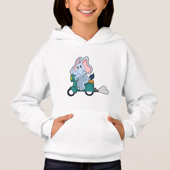 Elephant als Biker mit Scooter Hoodie (Vorderseite)