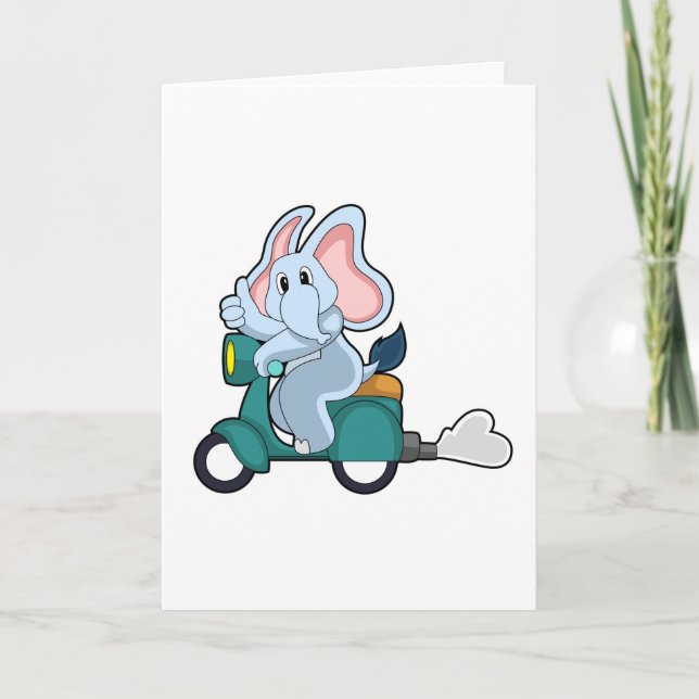 Elephant als Biker mit Scooter Karte (Vorderseite)