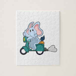 Elephant als Biker mit Scooter Puzzle