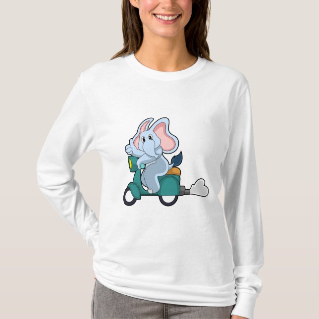 Elephant als Biker mit Scooter T-Shirt (Vorderseite)