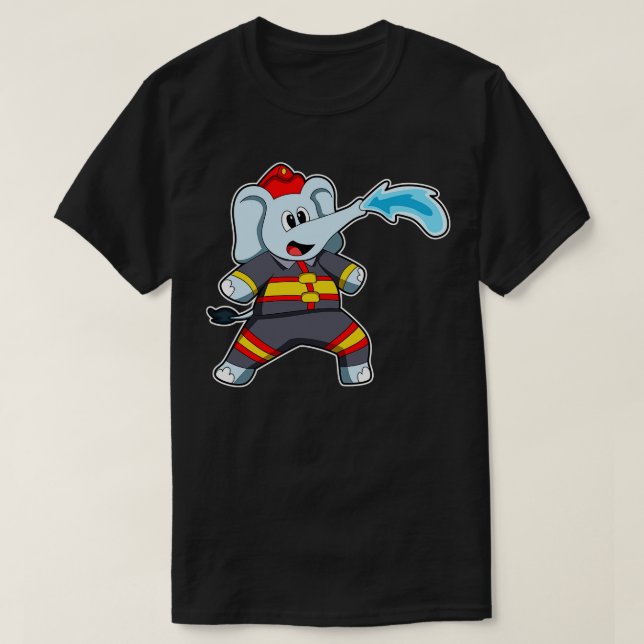 Elephant als Feuerwehrmann mit Schlauch 3 T-Shirt (Design vorne)