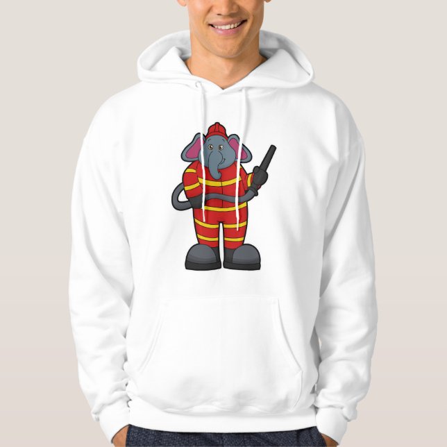 Elephant als Feuerwehrmann mit Schlauch Hoodie (Vorderseite)