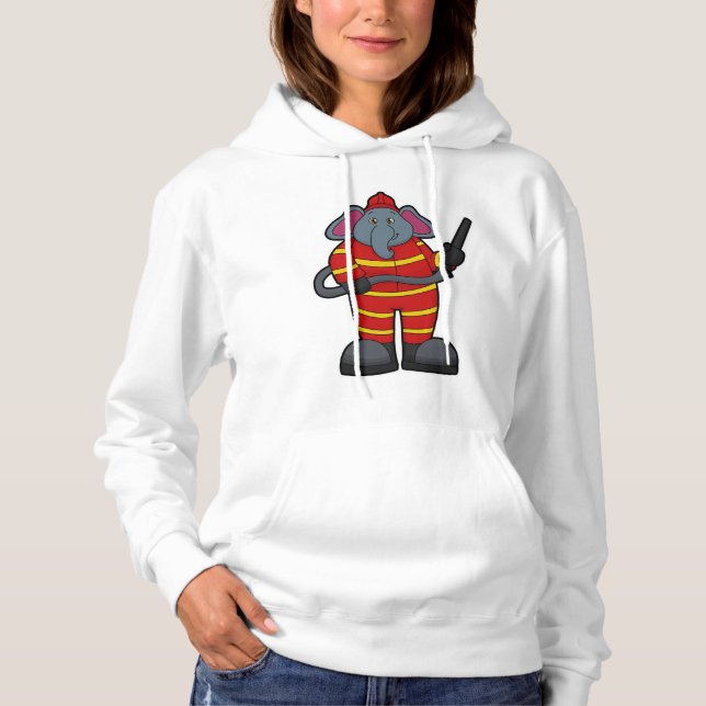 Elephant als Feuerwehrmann mit Schlauch Hoodie (Vorderseite)