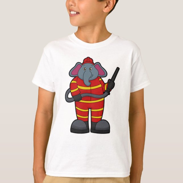 Elephant als Feuerwehrmann mit Schlauch T-Shirt (Vorderseite)
