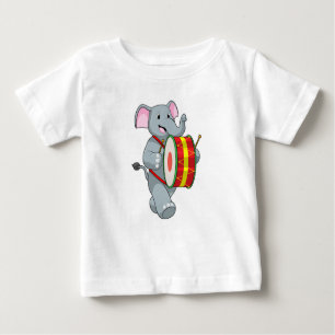 Elephant als Musiker mit Trommelfell Baby T-shirt
