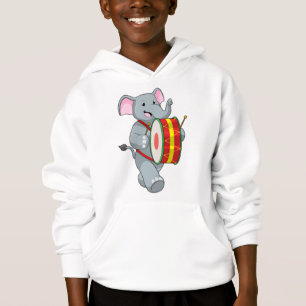 Elephant als Musiker mit Trommelfell Hoodie