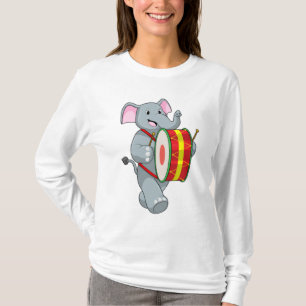 Elephant als Musiker mit Trommelfell T-Shirt