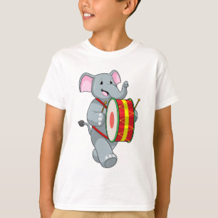 Elephant als Musiker mit Trommelfell T-Shirt