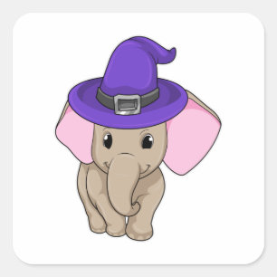 Elephant als Wizard Quadratischer Aufkleber