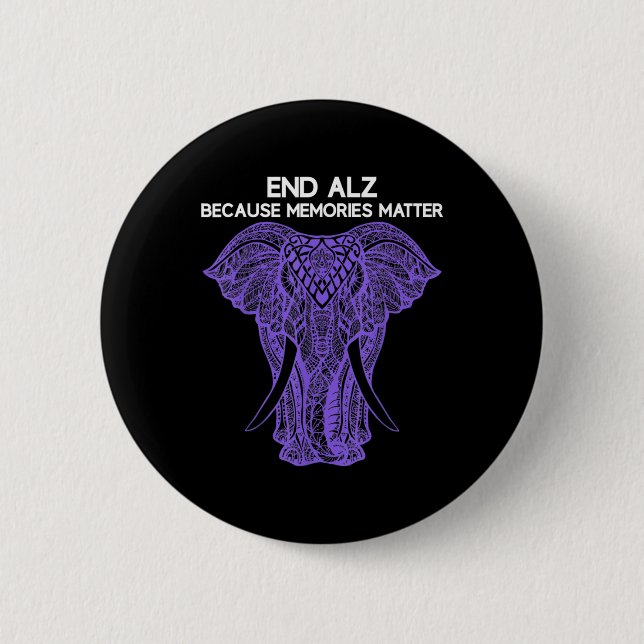 Elephant Alzheimerheimer Awareness Apparel End Button (Vorderseite)