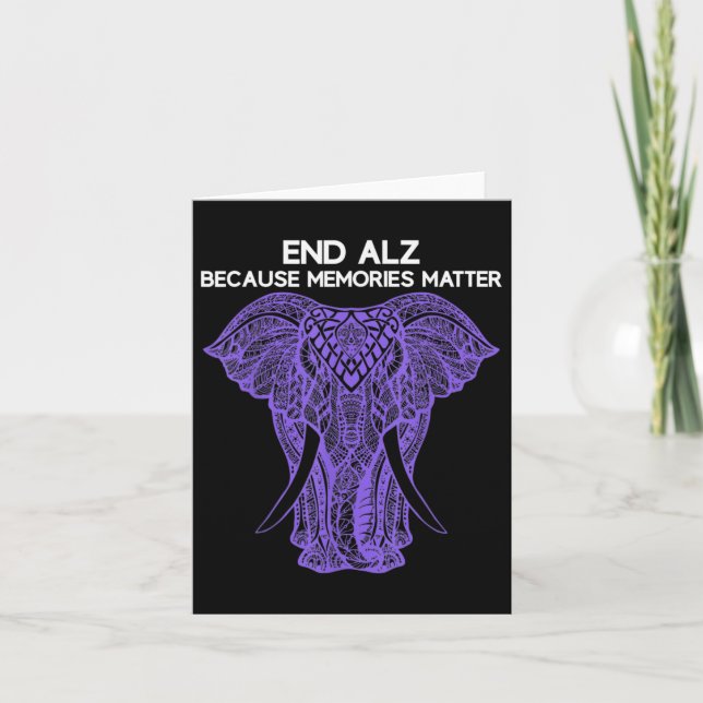 Elephant Alzheimerheimer Awareness Apparel End Karte (Vorderseite)