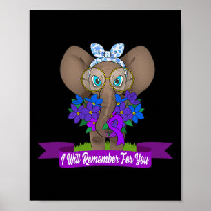 Elephant Alzheimerheimer Awareness Gift Lila Rib Poster