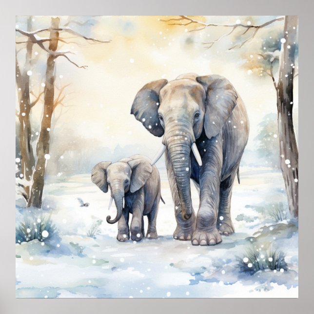 Elephant and Baby Poster (Vorne)