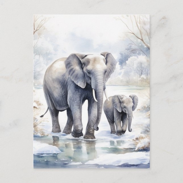 Elephant and Baby Postkarte (Vorderseite)