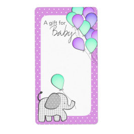 Elephant and Balloons Magenta Polka Dot Book Tags