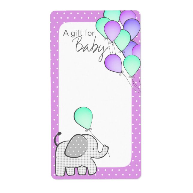 Elephant and Balloons Magenta Polka Dot Book Tags (Vorne)