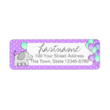 Elephant and Balloons Polka Dot Address