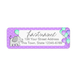 Elephant and Balloons Polka Dot Address