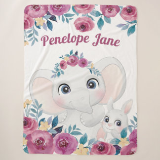 Elephant and Bunny + Maroon Rose Individuelle Name Sherpadecke