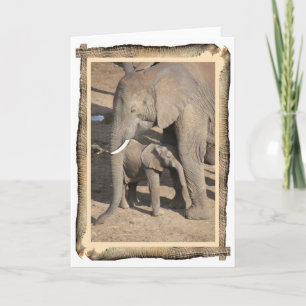 Elephant and Calf Card (Elephant Trunk Frame) Karte