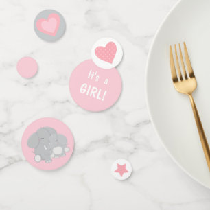 Elephant and Mama Girl Baby Shower Konfetti