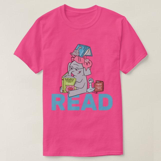 Elephant and Piggie Funny Reading T-Shirt (Design vorne)