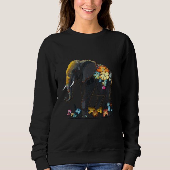 Elephant Animal Africa Flowers Elephant 3 Sweatshirt (Vorderseite)
