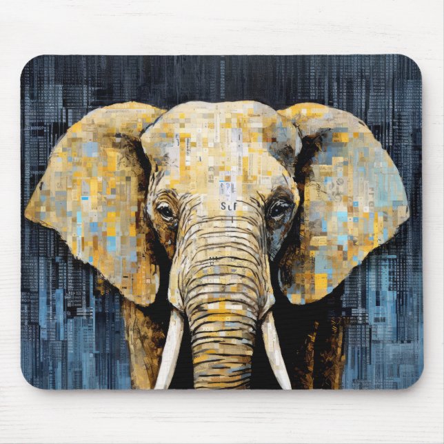 Elephant Animal Art Deco Paint Mosaic Mousepad (Vorne)