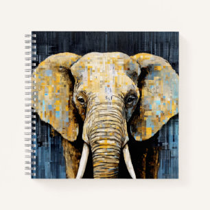 Elephant Animal Art Deco Paint Mosaic Notizbuch