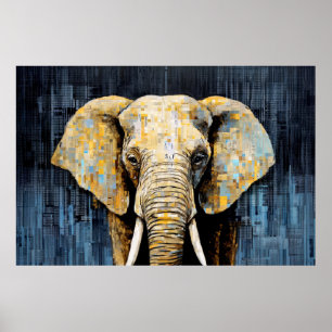 Elephant Animal Art Deco Paint Mosaic Poster