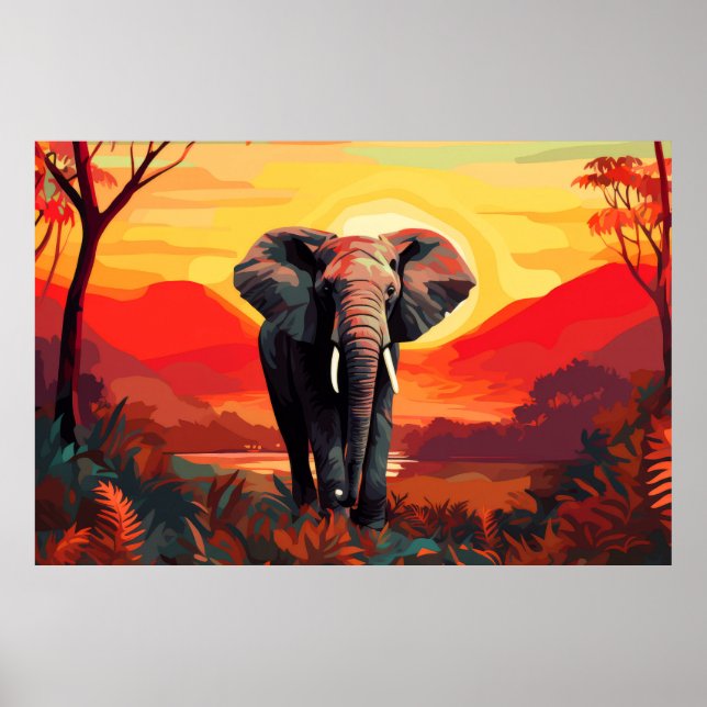Elephant Animal Jungle Nature Wilderness Poster (Vorne)