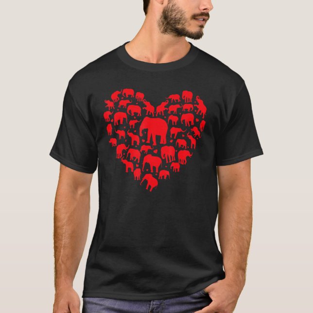 Elephant Animal Lover Funny Heart Elephant Valenti T-Shirt (Vorderseite)